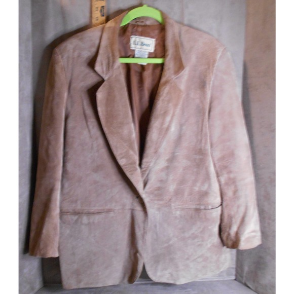 LL Bean Women's Suede Leather Single Button Blazer Size 12 Petite - Picture 2 of 9